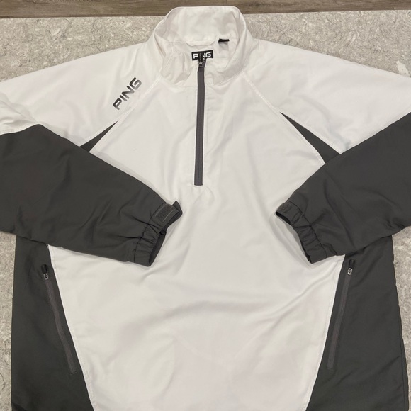 Ping Men's White and Gray 1/4 Zip Golf Windbreaker-Large - Picture 2 of 10